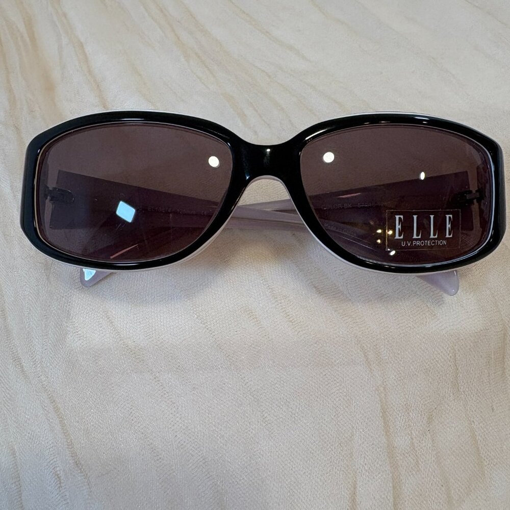 NEW ELLE EL 18874‎ COLOR-BK BLACK WHITE AUTHENTIC FRAMED SUNGLASSES 57-16 - Picture 2 of 9